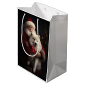 Samoyed met kerstman Feestelijke kerst Medium Cadeauzakje (Achterkant Gekanteld)