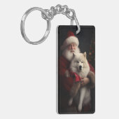 Samoyed met kerstman Feestelijke kerst Sleutelhanger (Voorkant Links)