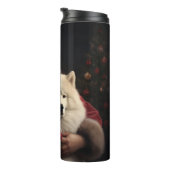 Samoyed met kerstman Feestelijke Kerstmis Thermosbeker (Geroteerd rechts)