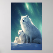 Samoyed met pups poster (Voorkant)
