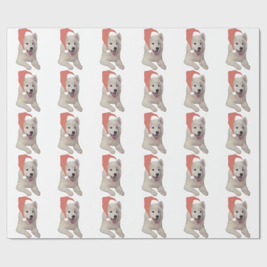 Samoyed met Santa Hat Wrapping Paper Cadeaupapier (Vlak)