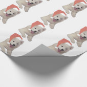 Samoyed met Santa Hat Wrapping Paper Cadeaupapier (Hoek)