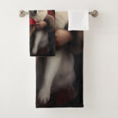 Samoyed Met Sinterklaas Feestelijke Kerstmis Bad Handdoek (Insitu)