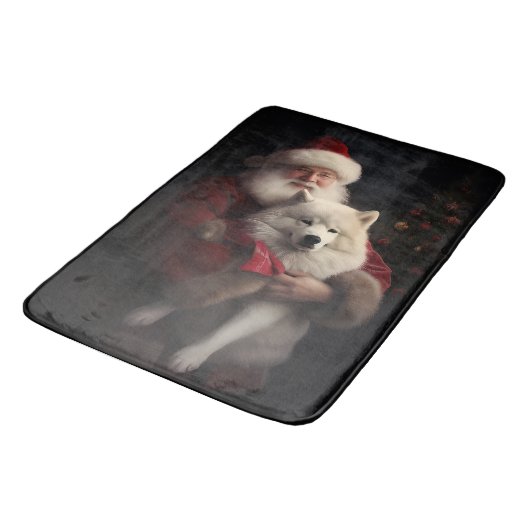 Samoyed Met Sinterklaas Feestelijke Kerstmis Badmat (Gekanteld)