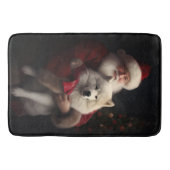 Samoyed Met Sinterklaas Feestelijke Kerstmis Badmat (Voorkant)