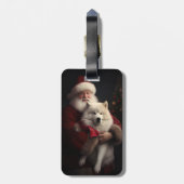 Samoyed Met Sinterklaas Feestelijke Kerstmis Bagagelabel (Achterkant verticaal)