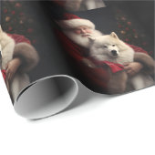 Samoyed Met Sinterklaas Feestelijke Kerstmis Cadeaupapier (Rol Hoek)