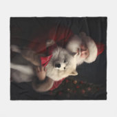 Samoyed Met Sinterklaas Feestelijke Kerstmis Fleece Deken (Voorkant (Horizontaal))