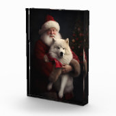 Samoyed Met Sinterklaas Feestelijke Kerstmis Fotoblokken (Rechts)