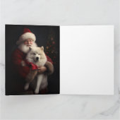Samoyed Met Sinterklaas Feestelijke Kerstmis Kaart (Binnen)