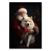 Samoyed Met Sinterklaas Feestelijke Kerstmis Kaart (Achterkant)