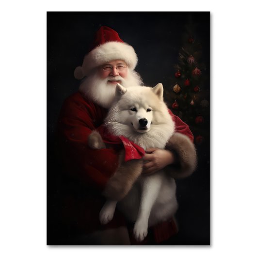 Samoyed Met Sinterklaas Feestelijke Kerstmis Kaart (Achterkant)