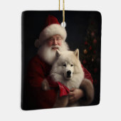 Samoyed Met Sinterklaas Feestelijke Kerstmis Keramisch Ornament (Rechts)
