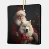 Samoyed Met Sinterklaas Feestelijke Kerstmis Keramisch Ornament (Links)