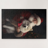 Samoyed Met Sinterklaas Feestelijke Kerstmis Legpuzzel (Horizontaal)