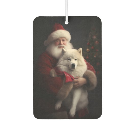 Samoyed Met Sinterklaas Feestelijke Kerstmis Luchtverfrisser (Voorkant)
