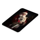 Samoyed Met Sinterklaas Feestelijke Kerstmis Magneet (Linkerzijde)