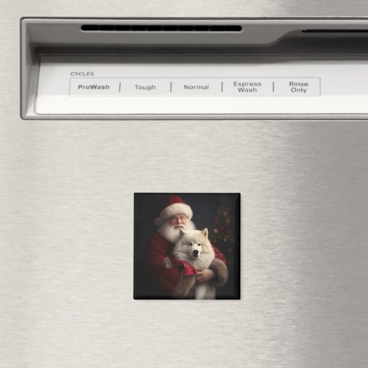 Samoyed Met Sinterklaas Feestelijke Kerstmis Magneet (Insitu (Vaatwasser))