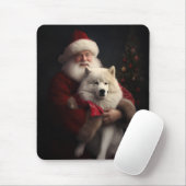 Samoyed Met Sinterklaas Feestelijke Kerstmis Muismat (Met muis)