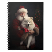 Samoyed Met Sinterklaas Feestelijke Kerstmis Notitieboek (Voorkant)
