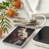 Samoyed Met Sinterklaas Feestelijke Kerstmis Sleutelhanger (Voorkant Rechts)