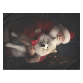 Samoyed Met Sinterklaas Feestelijke Kerstmis Tafelkleed (Voorkant (Horizontaal))