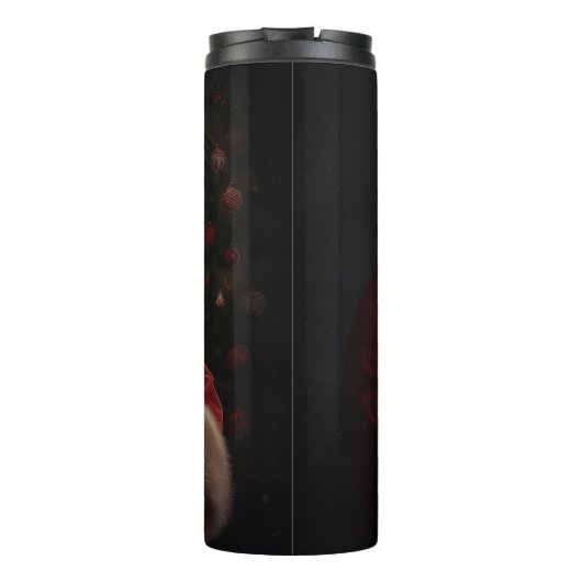 Samoyed Met Sinterklaas Feestelijke Kerstmis Thermosbeker (Achterkant)