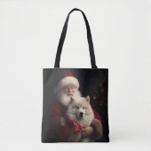 Samoyed Met Sinterklaas Feestelijke Kerstmis Tote Bag (Voorkant)
