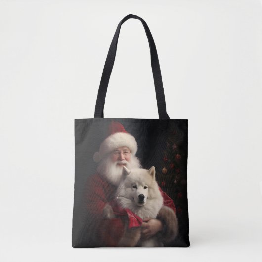 Samoyed Met Sinterklaas Feestelijke Kerstmis Tote Bag (Voorkant)