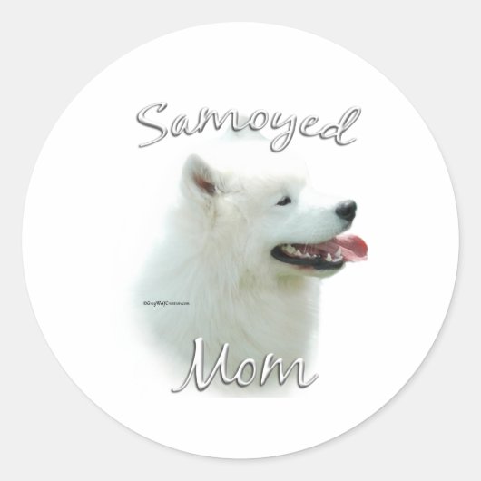 Samoyed Moeder 2 Ronde Sticker (Voorkant)