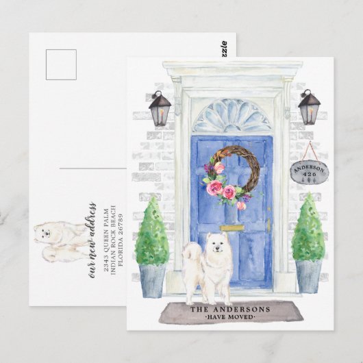 Samoyed Moving Announcement Briefkaart (Voorkant / Achterkant)