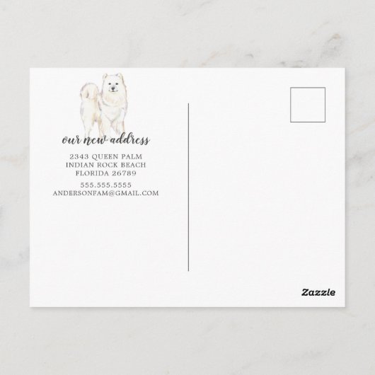 Samoyed Moving Announcement Briefkaart (Achterkant)