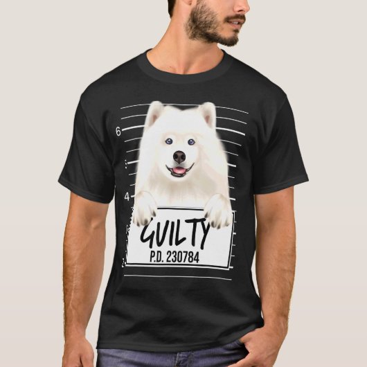 Samoyed Mugshot Guilty Dog T-shirt (Voorkant)