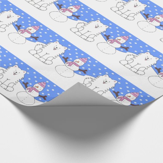 Samoyed N Snowman Cadeaupapier (Hoek)