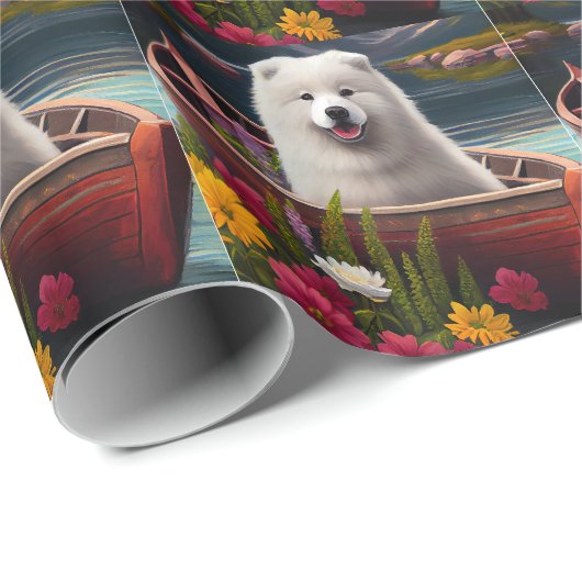 Samoyed op een peddel: een Schilderachtig avontuur Cadeaupapier (Rol Hoek)