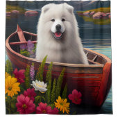 Samoyed op een peddel: een Schilderachtig avontuur Douchegordijn (Voorkant)