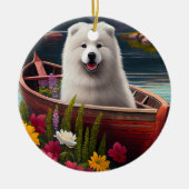 Samoyed op een peddel: een Schilderachtig avontuur Keramisch Ornament (Voorkant)