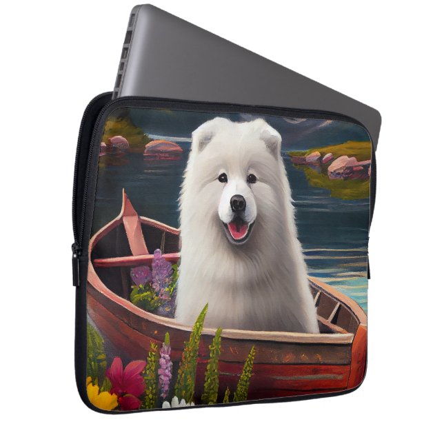 Samoyed op een peddel: een Schilderachtig avontuur Laptop Sleeve (Voorkant Rechts)