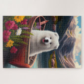 Samoyed op een peddel: een Schilderachtig avontuur Legpuzzel (Horizontaal)