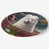 Samoyed op een peddel: een Schilderachtig avontuur Papieren Bordje (Gekanteld)