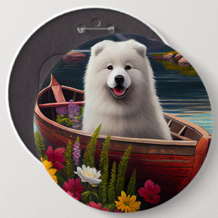 Samoyed op een peddel: een Schilderachtig avontuur Ronde Button 6,0 Cm