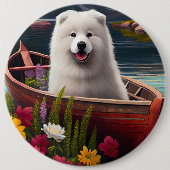 Samoyed op een peddel: een Schilderachtig avontuur Ronde Button 6,0 Cm (Voorkant)
