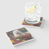 Samoyed op een peddel: een Schilderachtig avontuur Stenen Onderzetter (Zijkant)