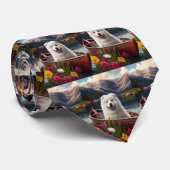 Samoyed op een peddel: een schilderachtig avontuur stropdas (Opgerold)