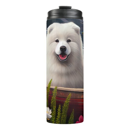 Samoyed op een peddel: een Schilderachtig avontuur Thermosbeker (Voorkant)