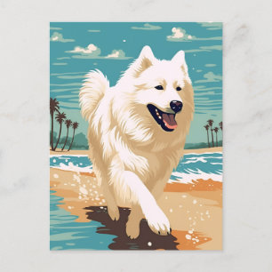 Samoyed op het strand briefkaart