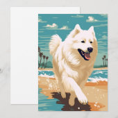 Samoyed op het strand feestdagenkaart (Voorkant / Achterkant)
