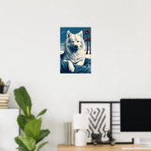 Samoyed op het strand poster (Thuiskantoor)