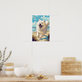Samoyed op het strand poster (Keuken)