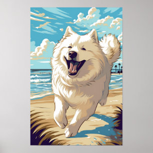 Samoyed op het strand poster
